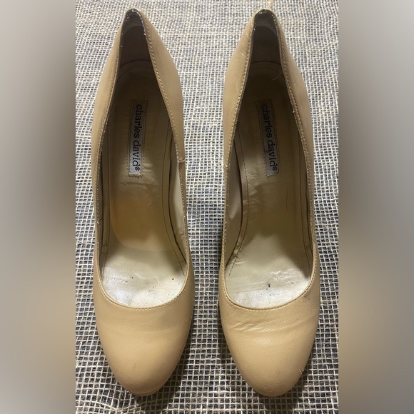 Charles David Heels Size 10B Platform Leather Tan 4.5” Heel Made In Spain - Picture 1 of 13
